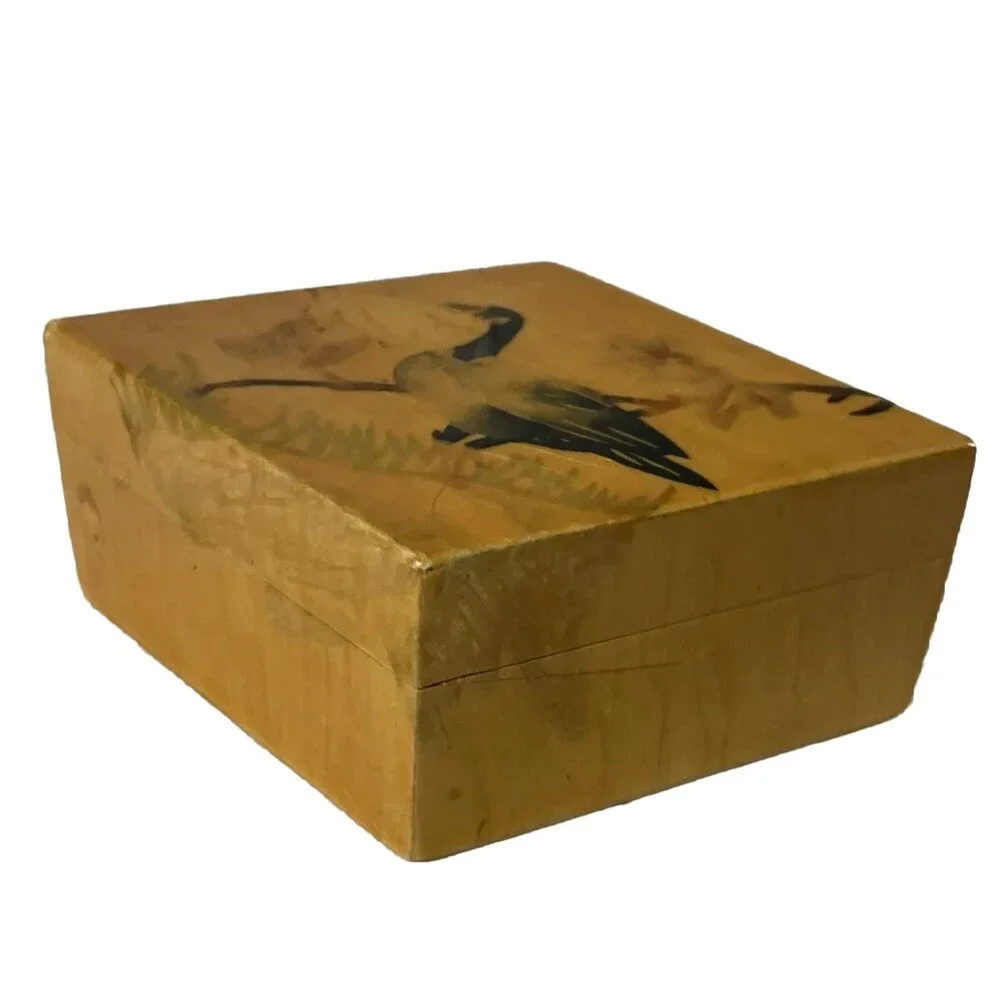 Vintage 1960's Box Lacquered Intarsia Rhomboid Bird